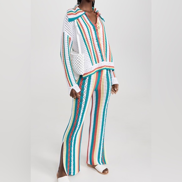 Solid & Striped The Lola Pullover Crochet Long Sleeved Split Cuffs NWT Small - Picture 4 of 13